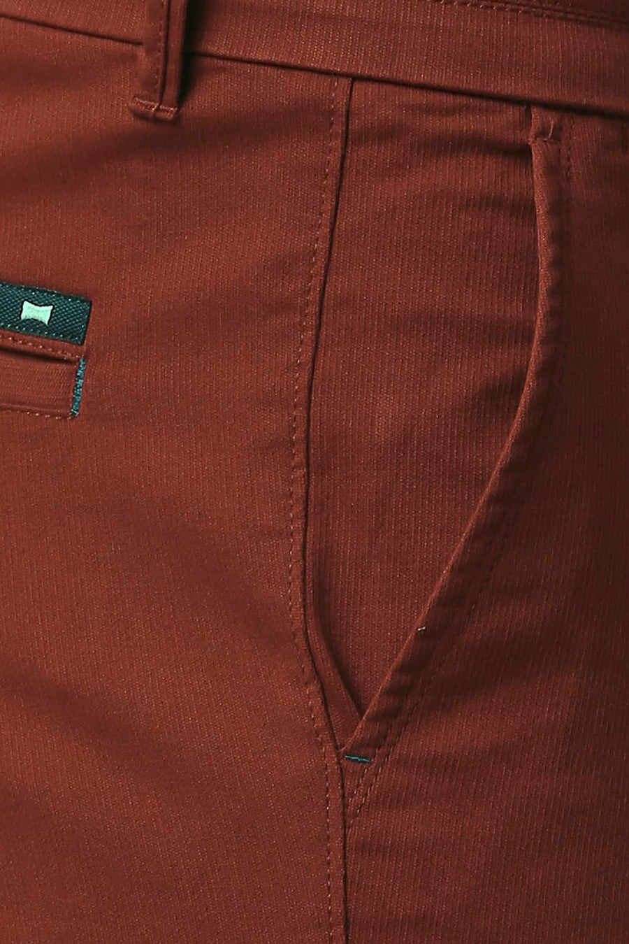 BASICS TAPERED FIT SYRAH RED COTTON STRETCH TROUSERS