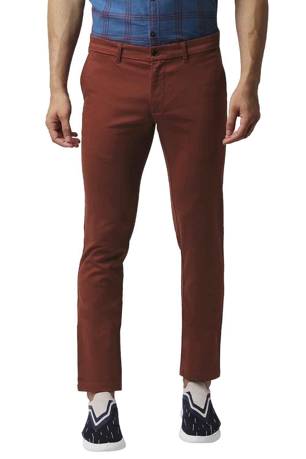 BASICS TAPERED FIT COTTON STRETCH TROUSERS