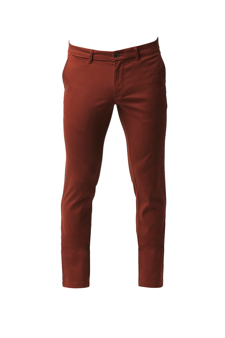 BASICS TAPERED FIT SYRAH RED COTTON STRETCH TROUSERS