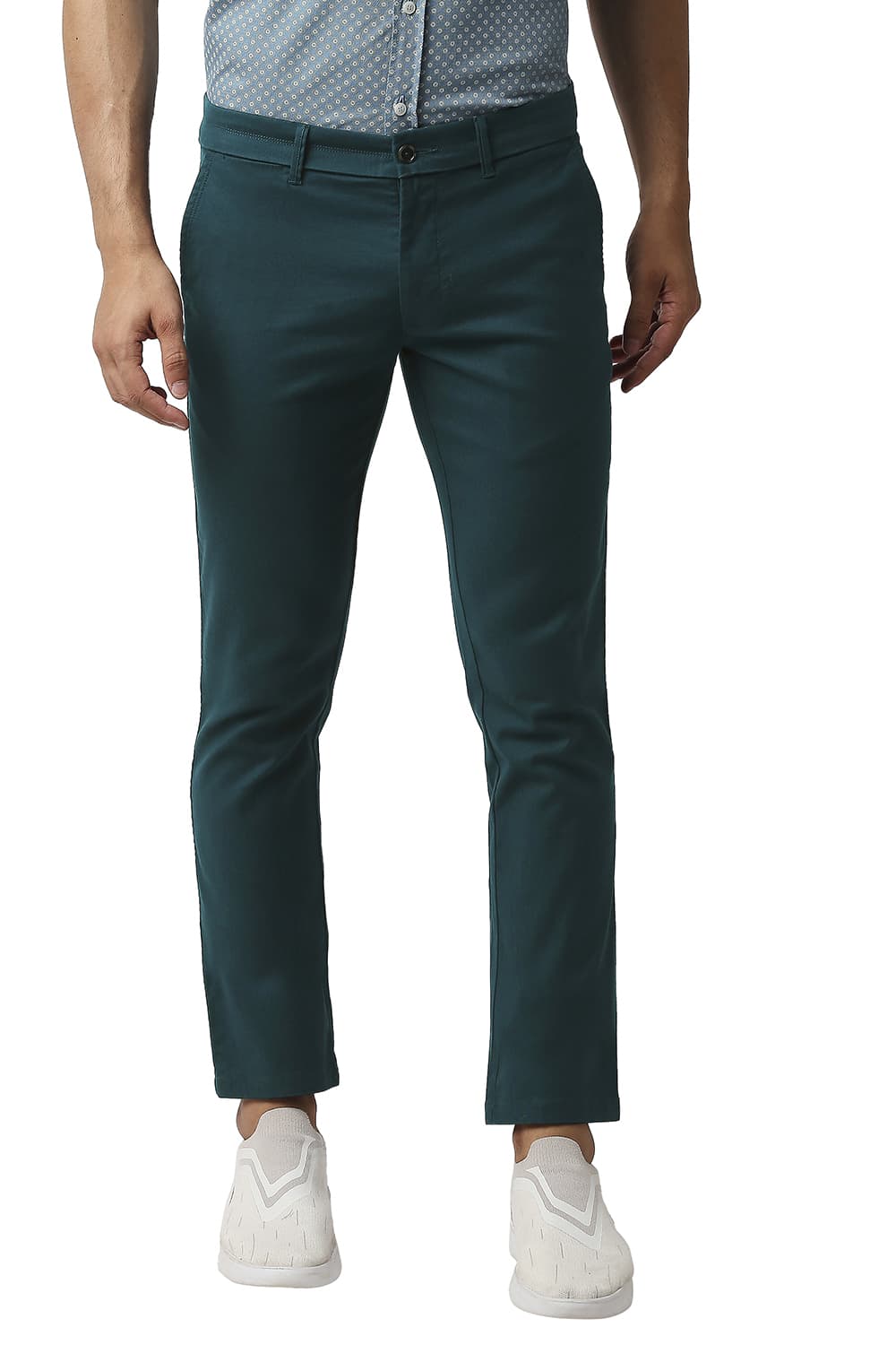 BASICS TAPERED FIT COTTON STRETCH TROUSERS