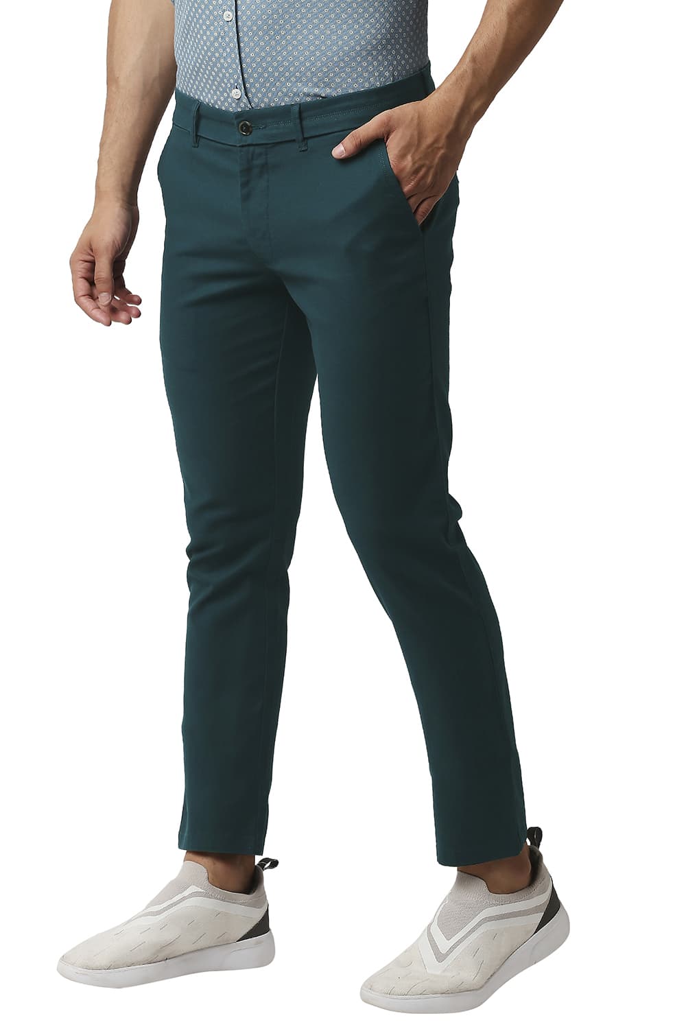 BASICS TAPERED FIT COTTON STRETCH TROUSERS