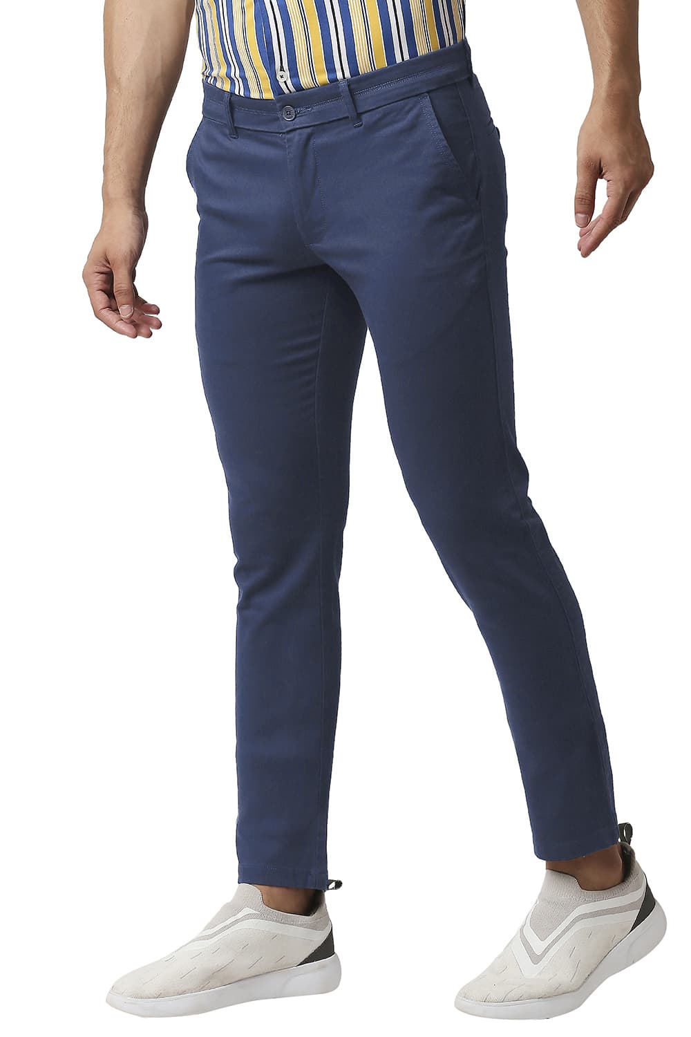 BASICS TAPERED FIT COTTON STRETCH TROUSERS