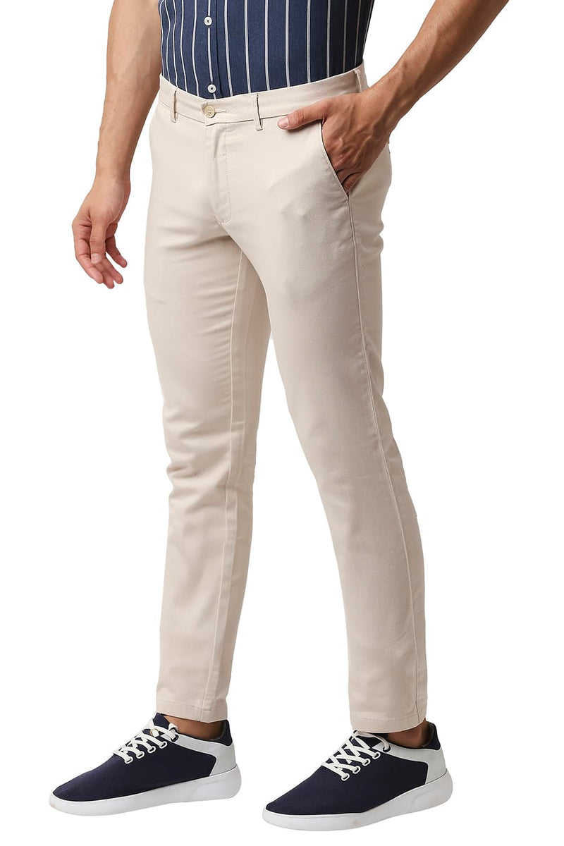 BASICS TAPERED FIT COTTON STRETCH TROUSERS