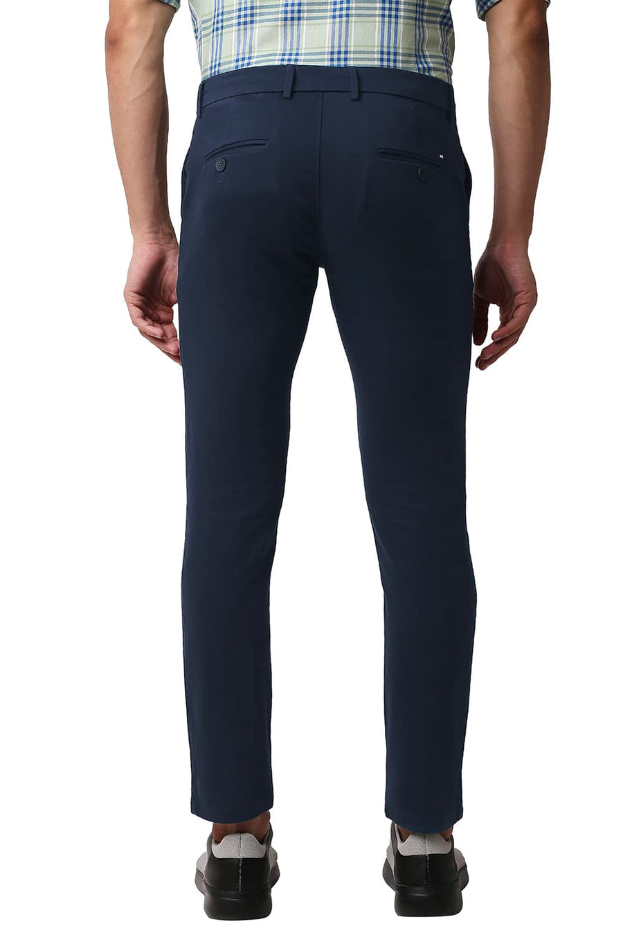BASICS TAPERED FIT MAJOLICA NAVY COTTON STRETCH TROUSERS