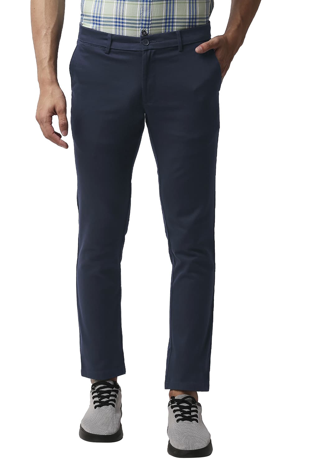 BASICS TAPERED FIT COTTON STRETCH TROUSERS