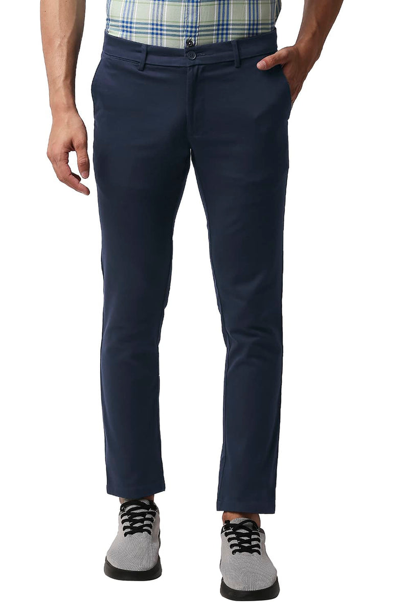 BASICS TAPERED FIT COTTON STRETCH TROUSERS