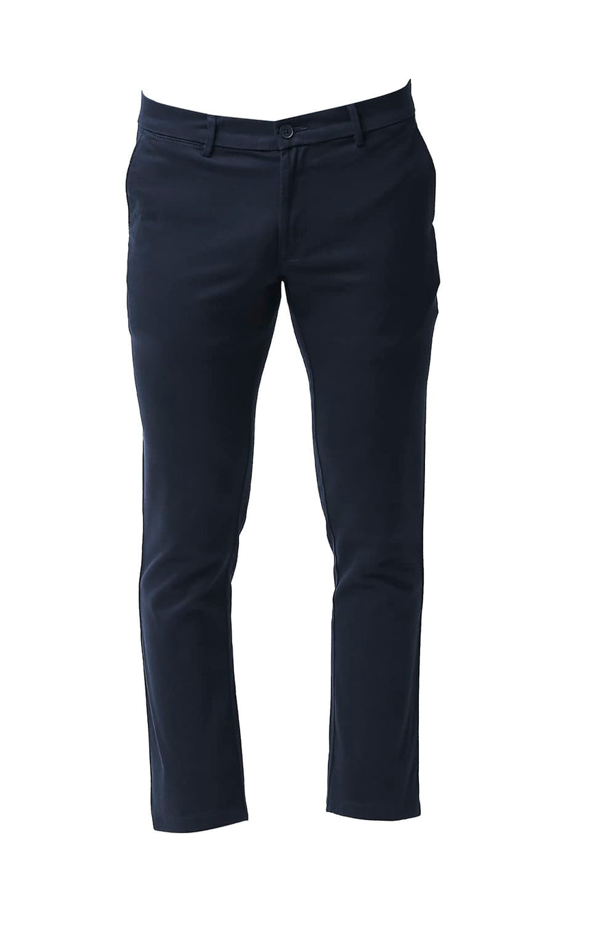 BASICS TAPERED FIT MAJOLICA NAVY COTTON STRETCH TROUSERS