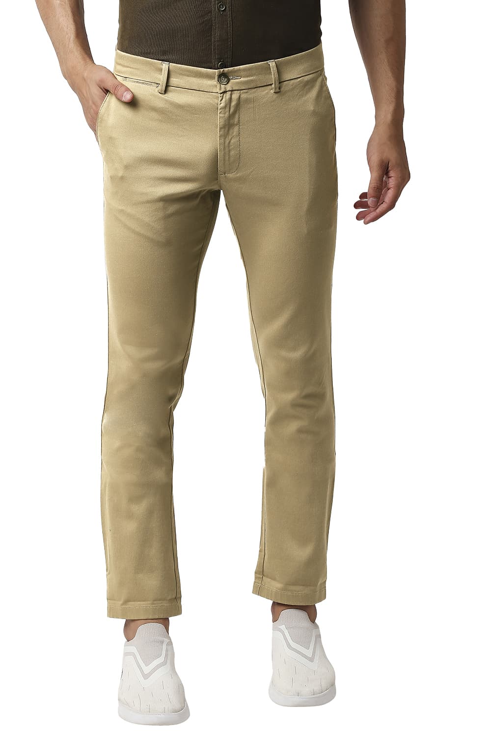 BASICS TAPERED FIT COTTON STRETCH TROUSERS