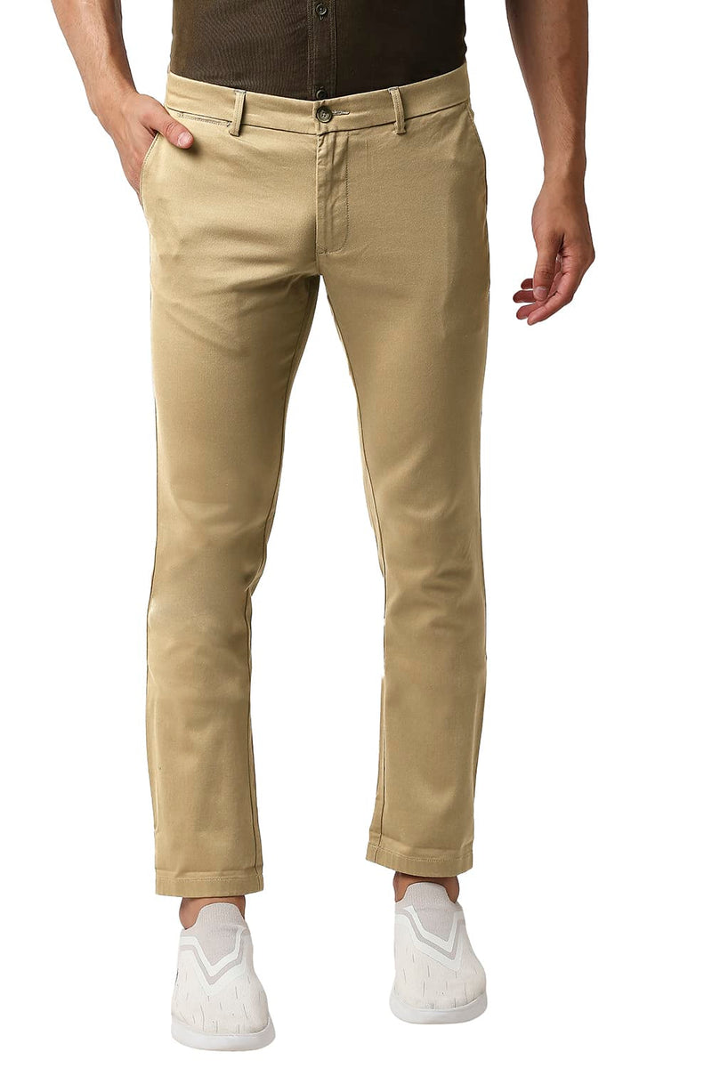 BASICS TAPERED FIT COTTON STRETCH TROUSERS