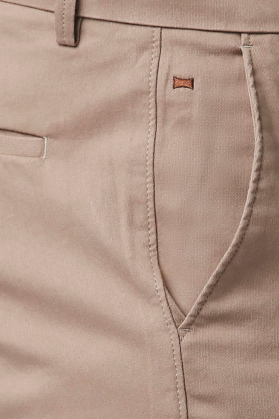 BASICS TAPERED FIT GINGER SNAP BROWN COTTON STRETCH TROUSERS
