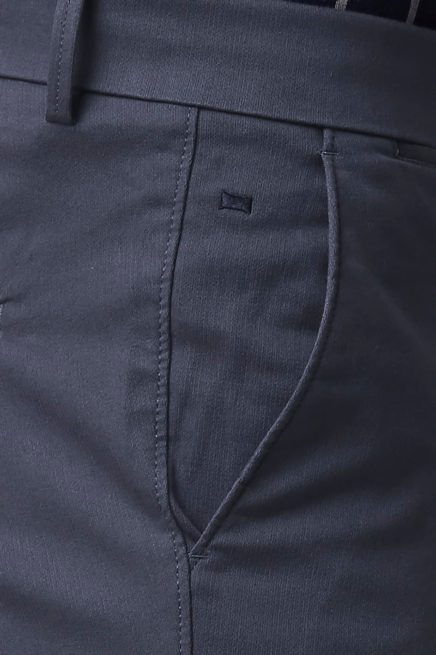 BASICS TAPERED FIT SPELLBOOND BLUE COTTON STRETCH TROUSERS