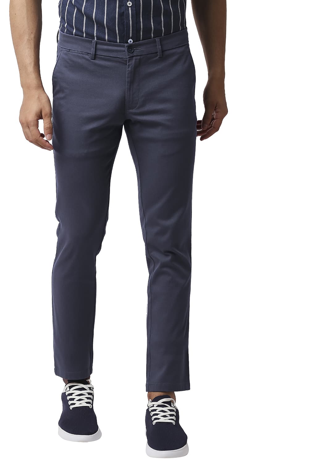 BASICS TAPERED FIT COTTON STRETCH TROUSERS