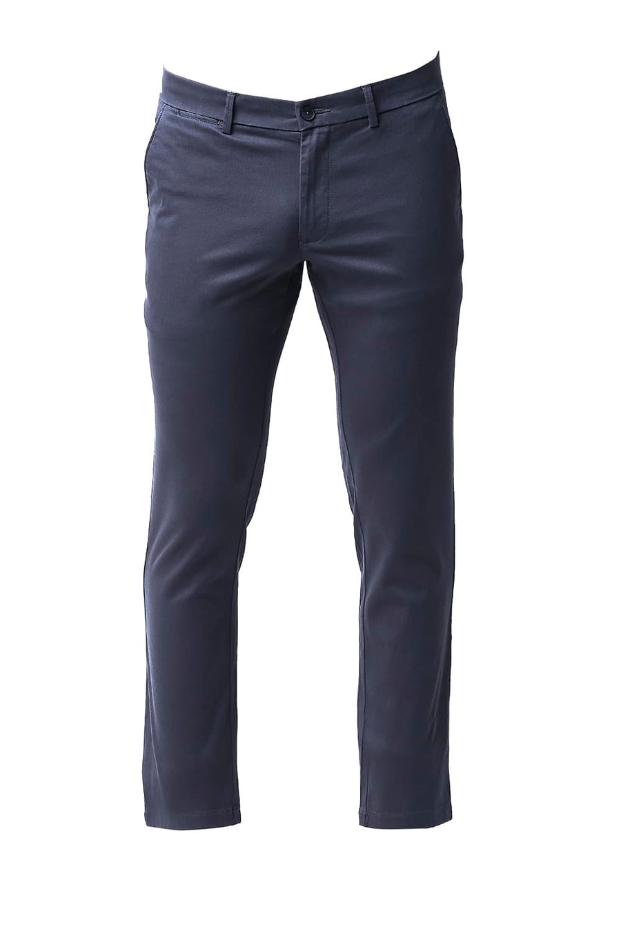 BASICS TAPERED FIT SPELLBOOND BLUE COTTON STRETCH TROUSERS