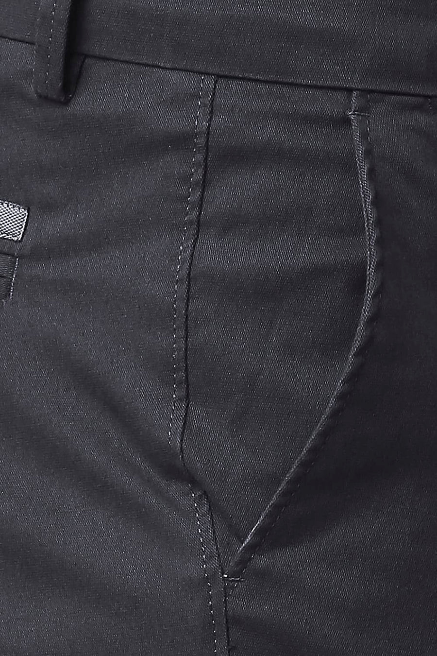 BASICS TAPERED FIT BOULERARD GREY COTTON STRETCH TROUSERS