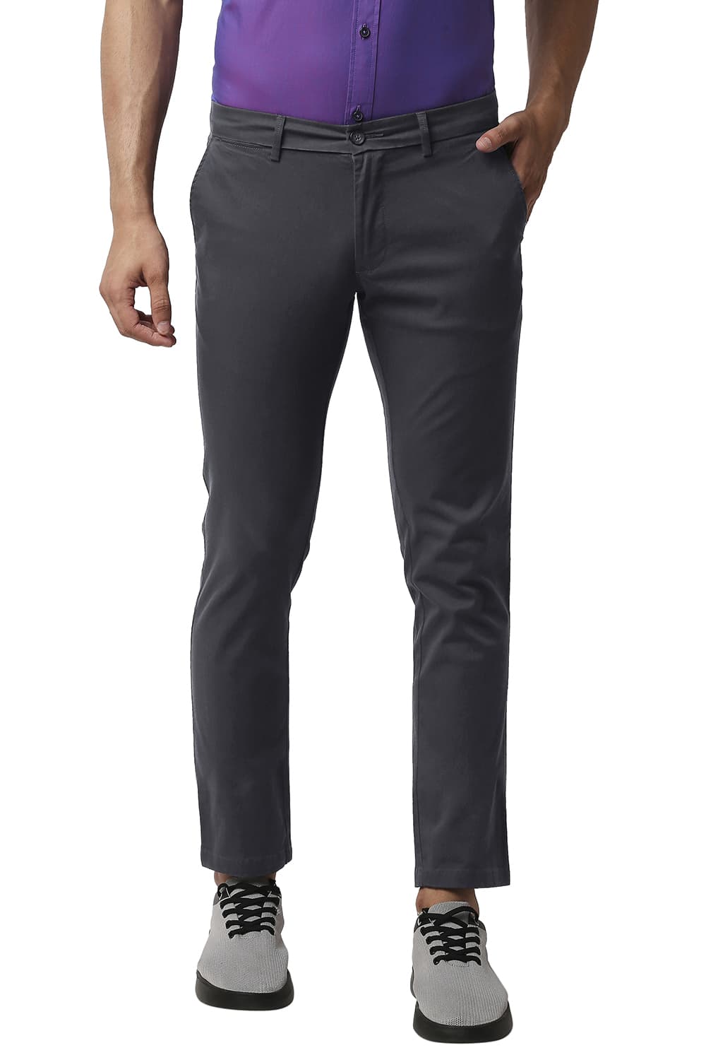 BASICS TAPERED FIT COTTON STRETCH TROUSERS