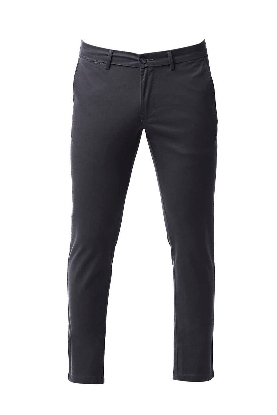 BASICS TAPERED FIT BOULERARD GREY COTTON STRETCH TROUSERS