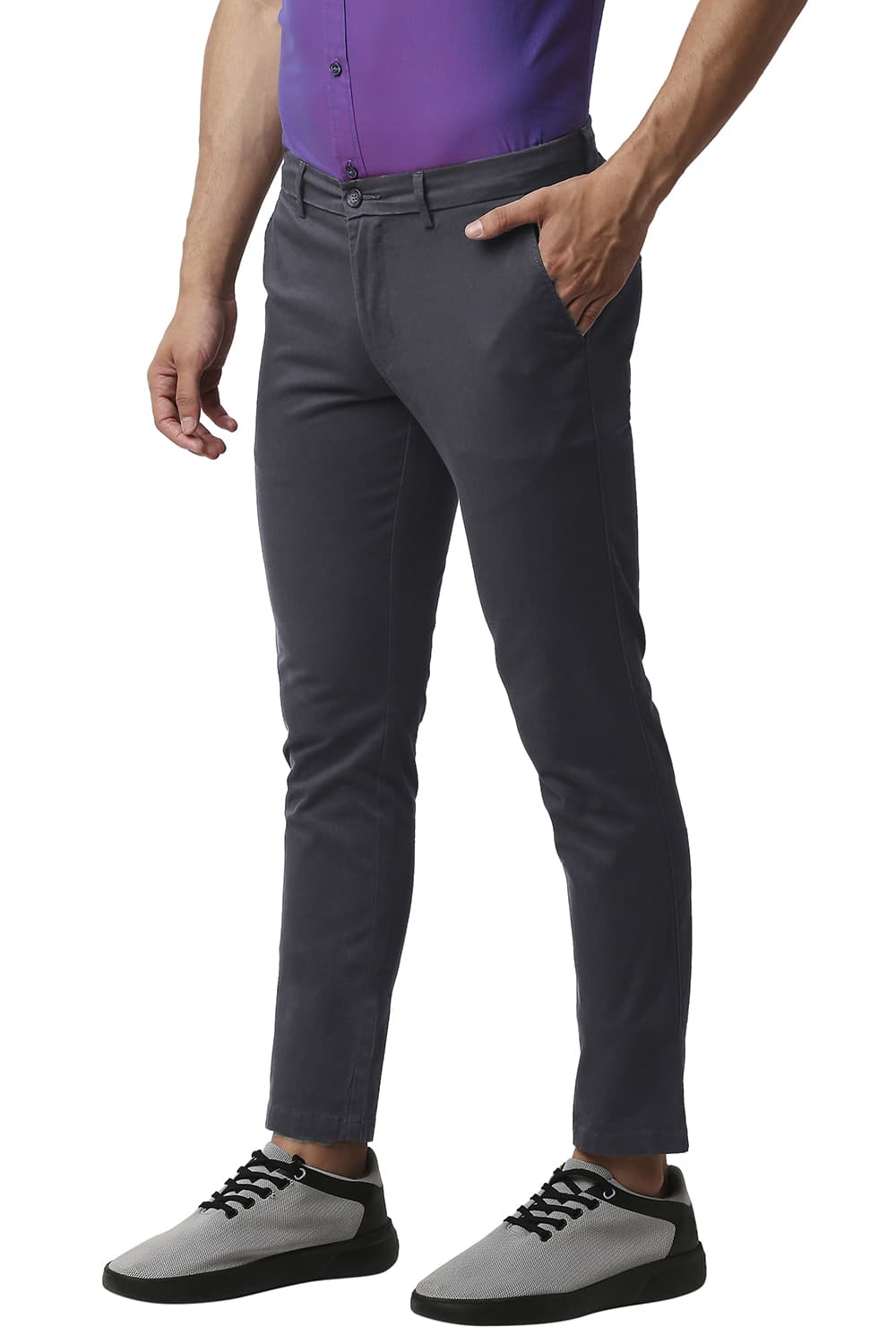 BASICS TAPERED FIT COTTON STRETCH TROUSERS