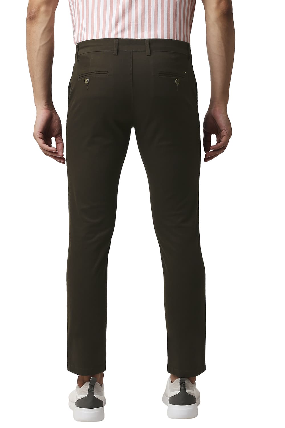 BASICS TAPERED FIT COTTON STRETCH TROUSERS