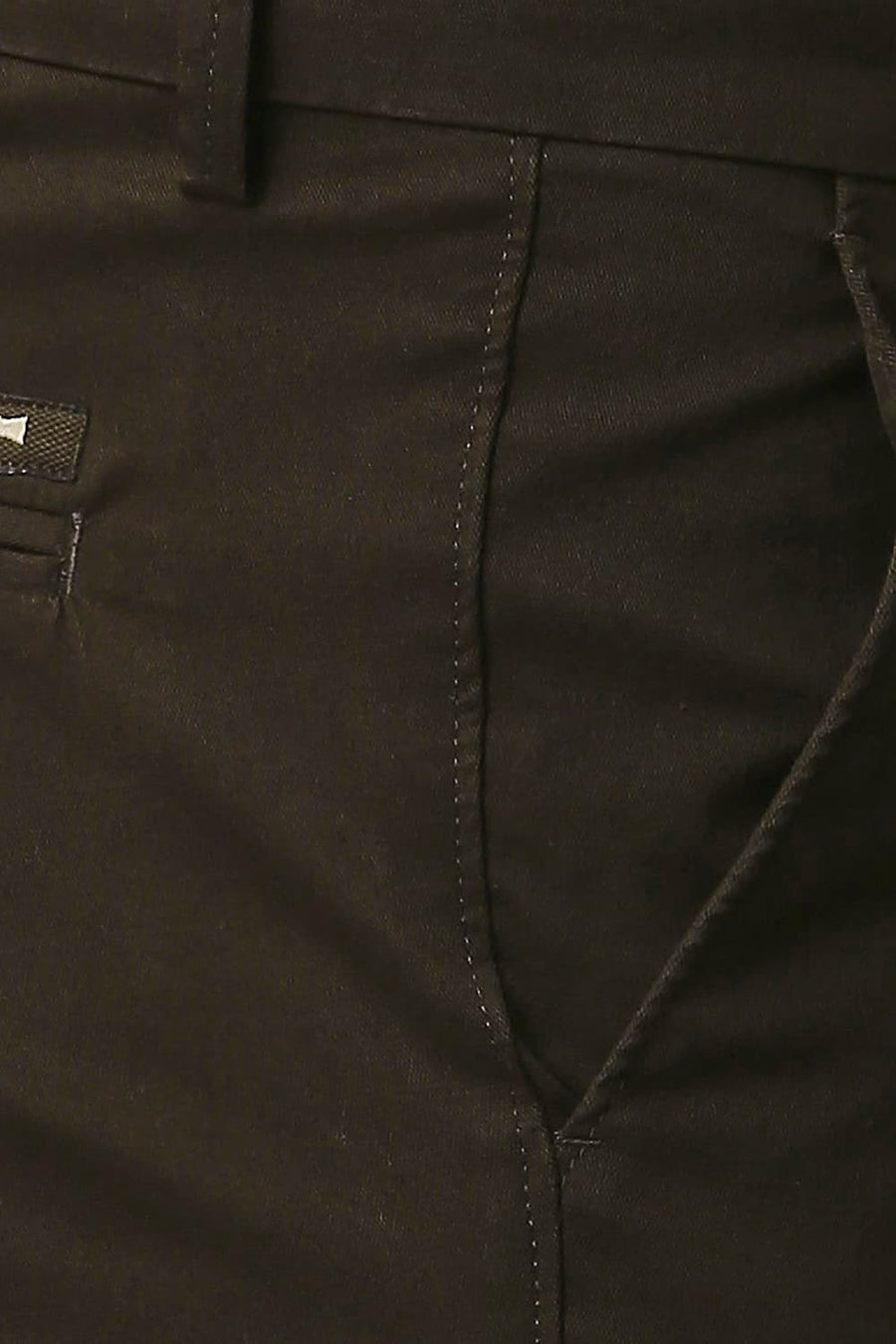 BASICS TAPERED FIT GANACHE BROWN COTTON STRETCH TROUSERS