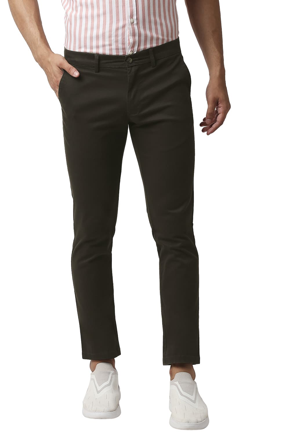 BASICS TAPERED FIT COTTON STRETCH TROUSERS