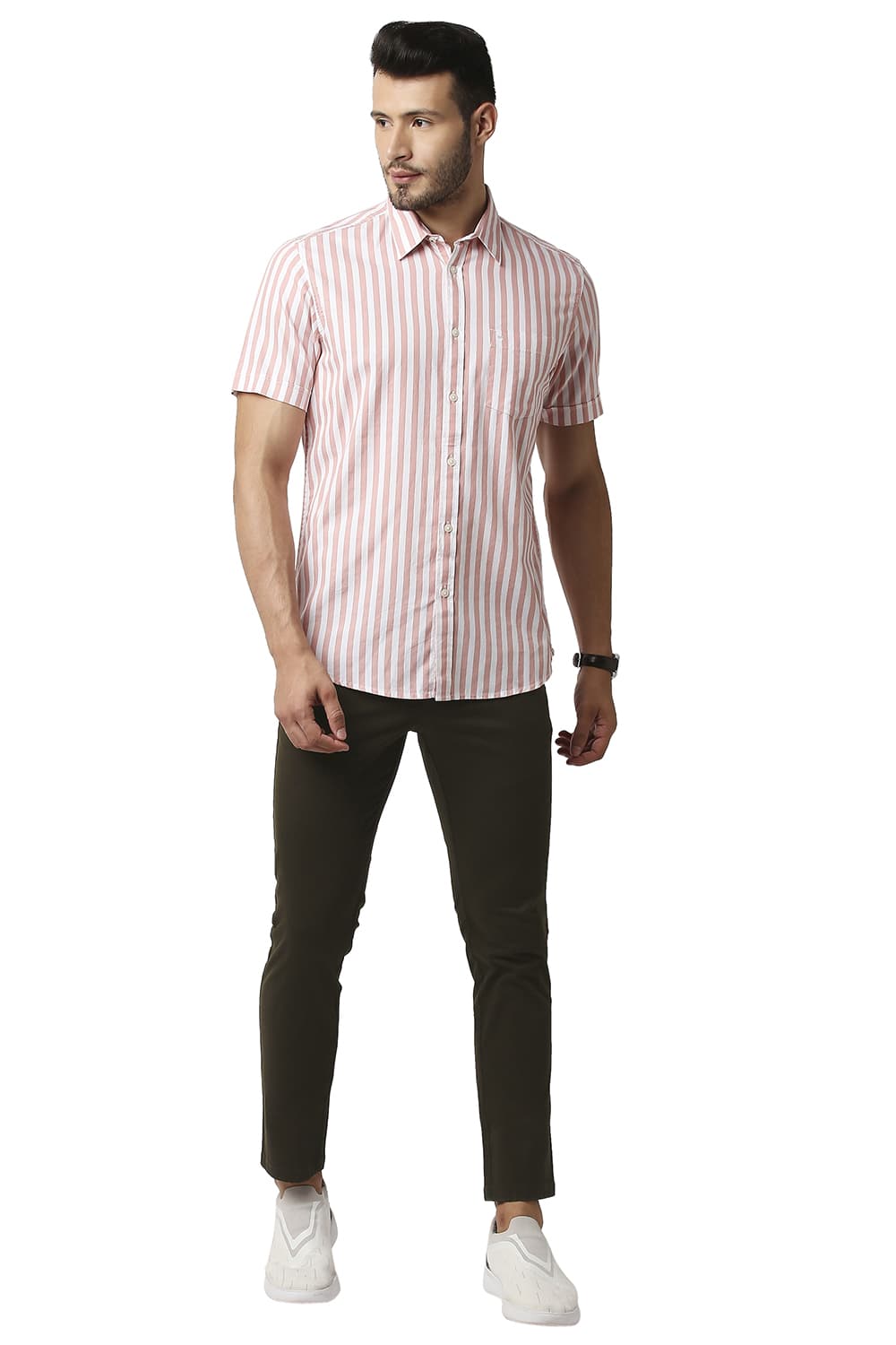 BASICS TAPERED FIT COTTON STRETCH TROUSERS