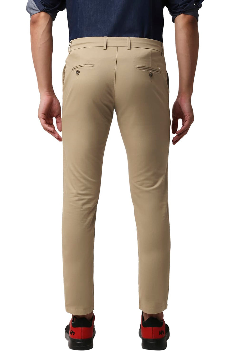BASICS TAPERED FIT CANDIED GINGER KHAKHI COTTON STRETCH TROUSERS