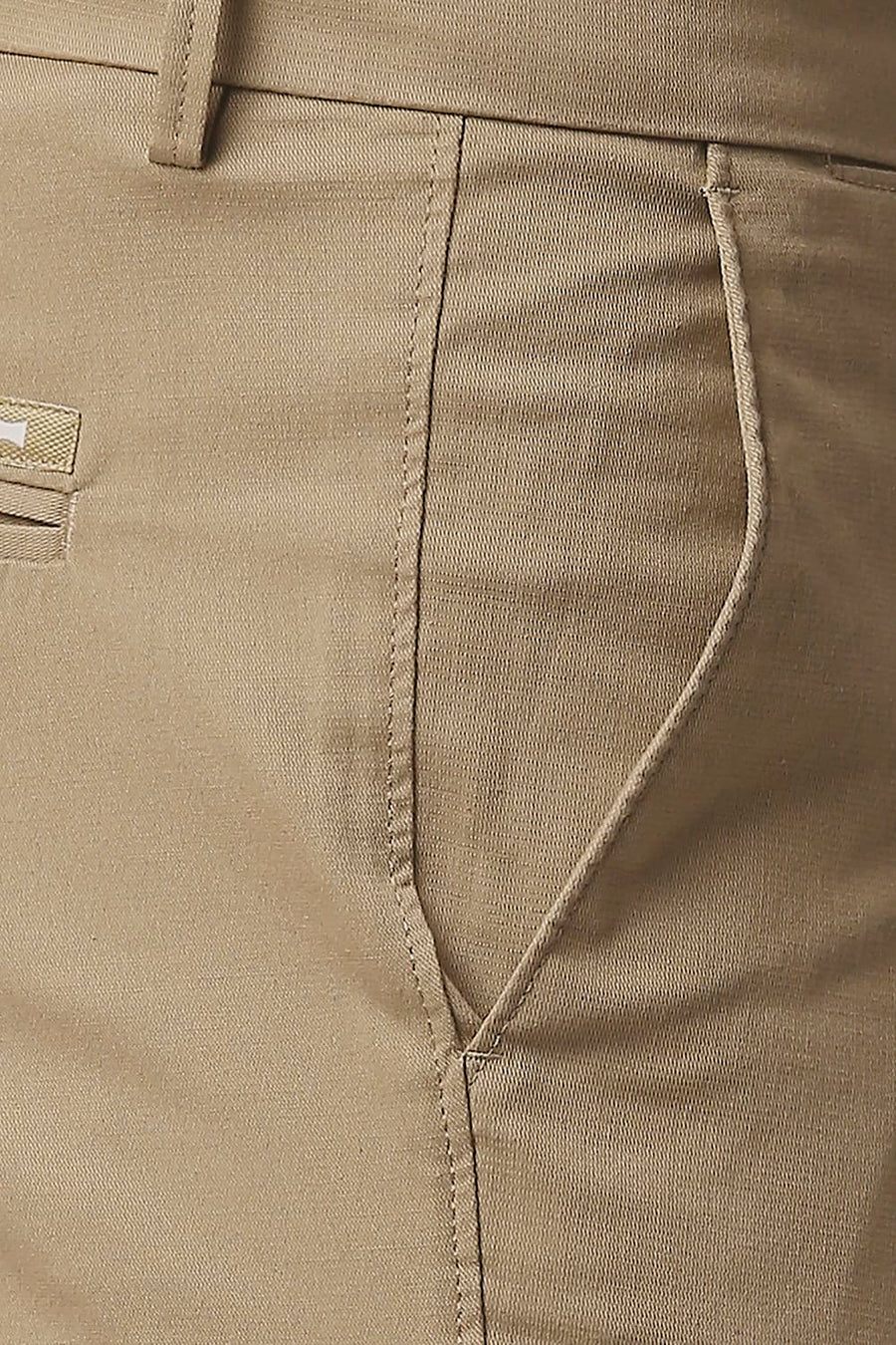 BASICS TAPERED FIT CANDIED GINGER KHAKHI COTTON STRETCH TROUSERS