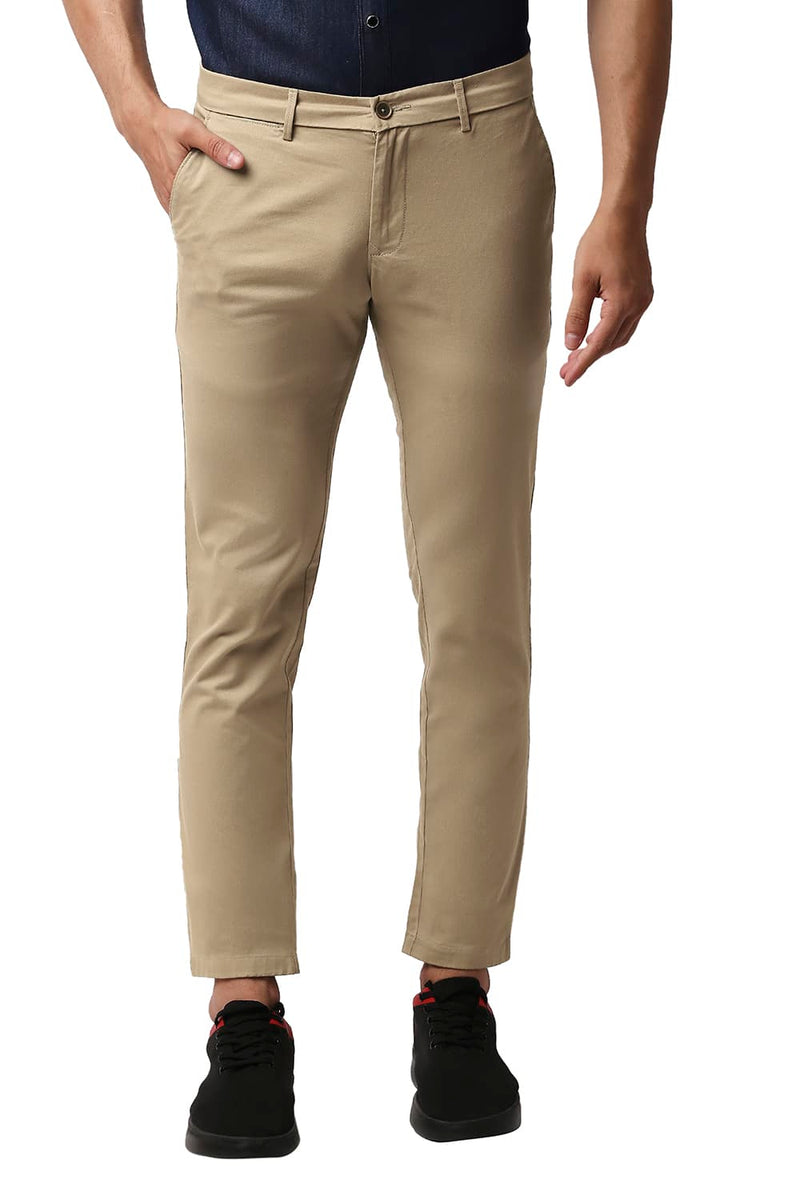 BASICS TAPERED FIT COTTON STRETCH TROUSERS