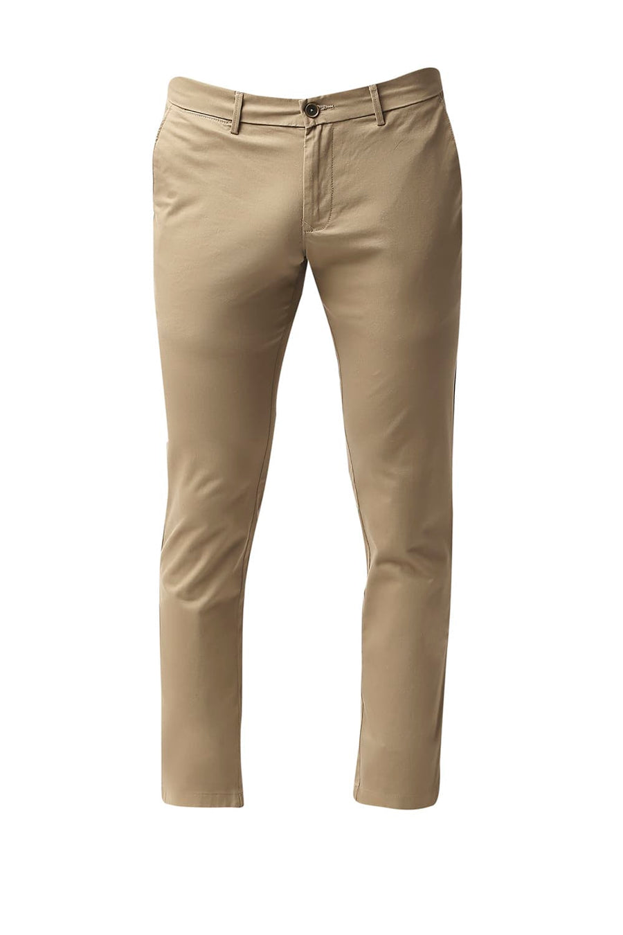 BASICS TAPERED FIT CANDIED GINGER KHAKHI COTTON STRETCH TROUSERS