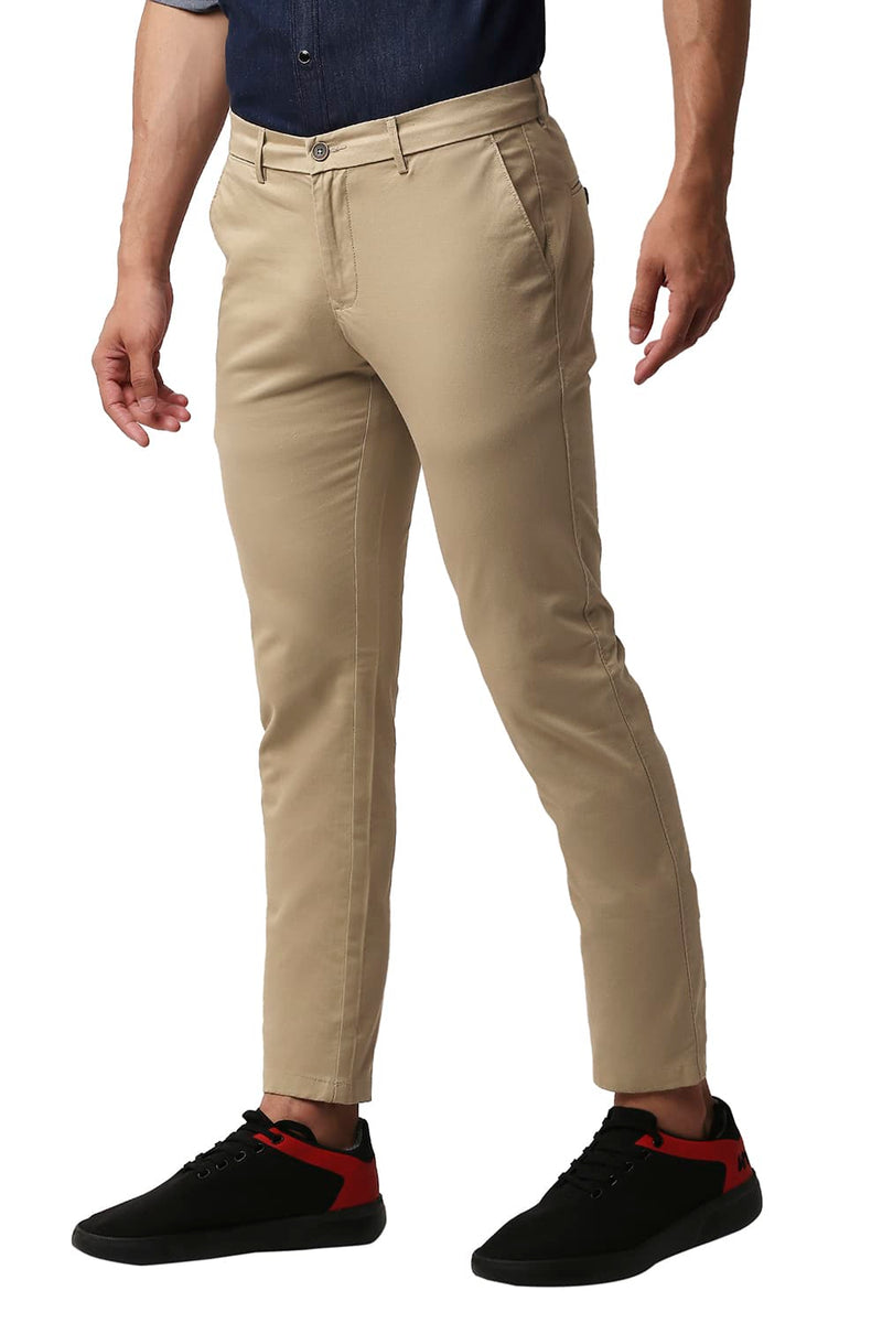 BASICS TAPERED FIT COTTON STRETCH TROUSERS