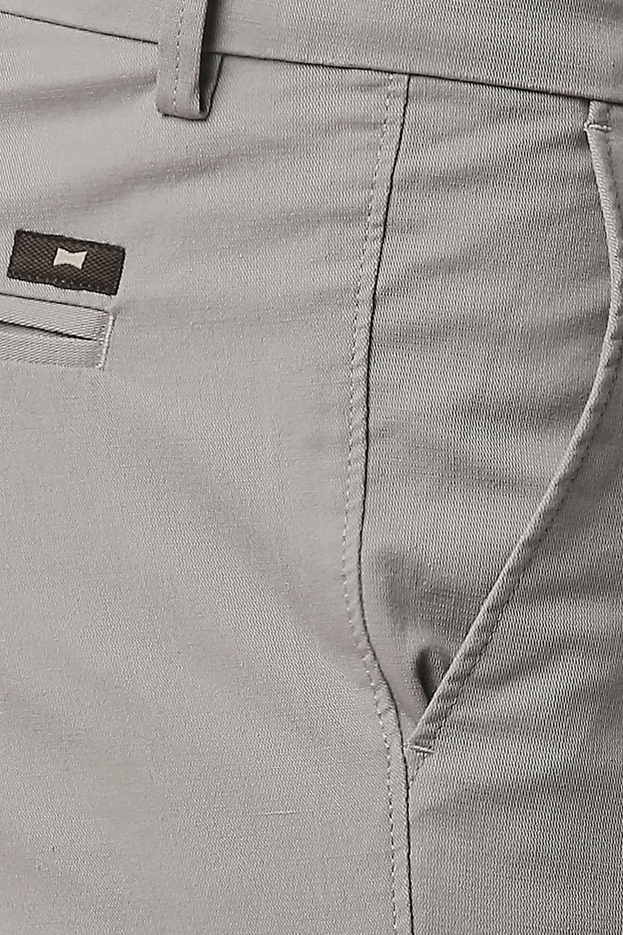 BASICS TAPERED FIT DOVE BEIGE COTTON STRETCH TROUSERS