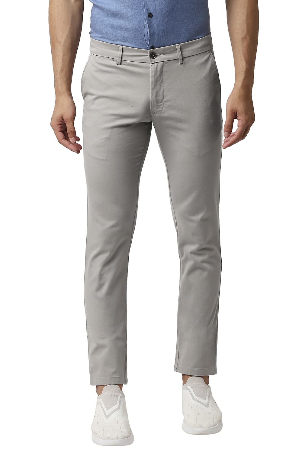 BASICS TAPERED FIT COTTON STRETCH TROUSERS