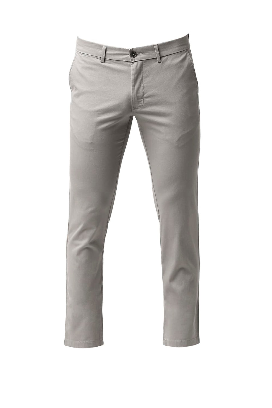 BASICS TAPERED FIT DOVE BEIGE COTTON STRETCH TROUSERS