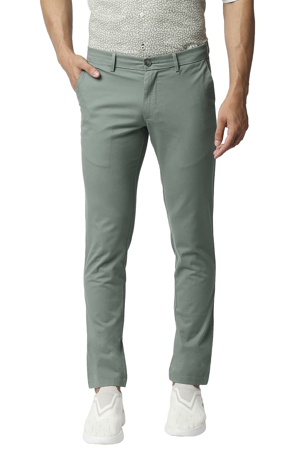 BASICS TAPERED FIT COTTON STRETCH TROUSERS