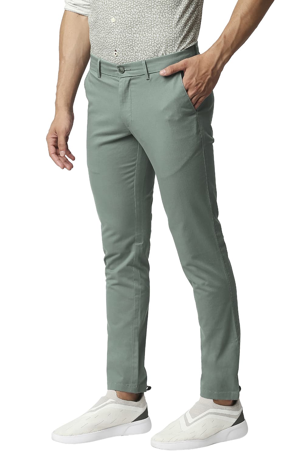 BASICS TAPERED FIT COTTON STRETCH TROUSERS