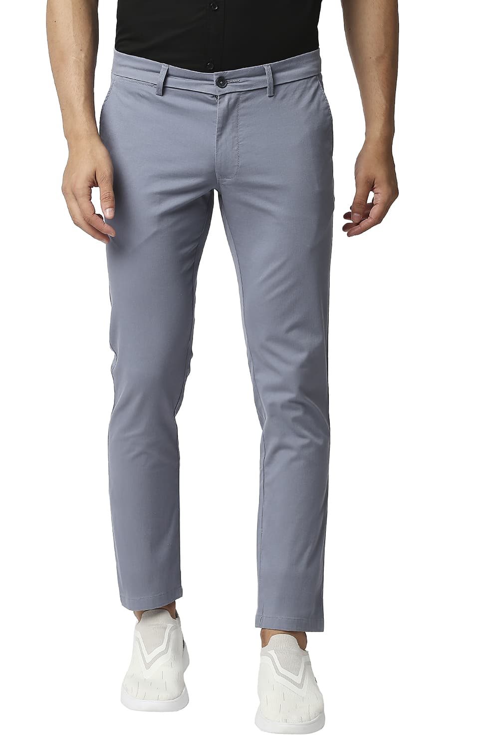 BASICS TAPERED FIT COTTON STRETCH TROUSERS