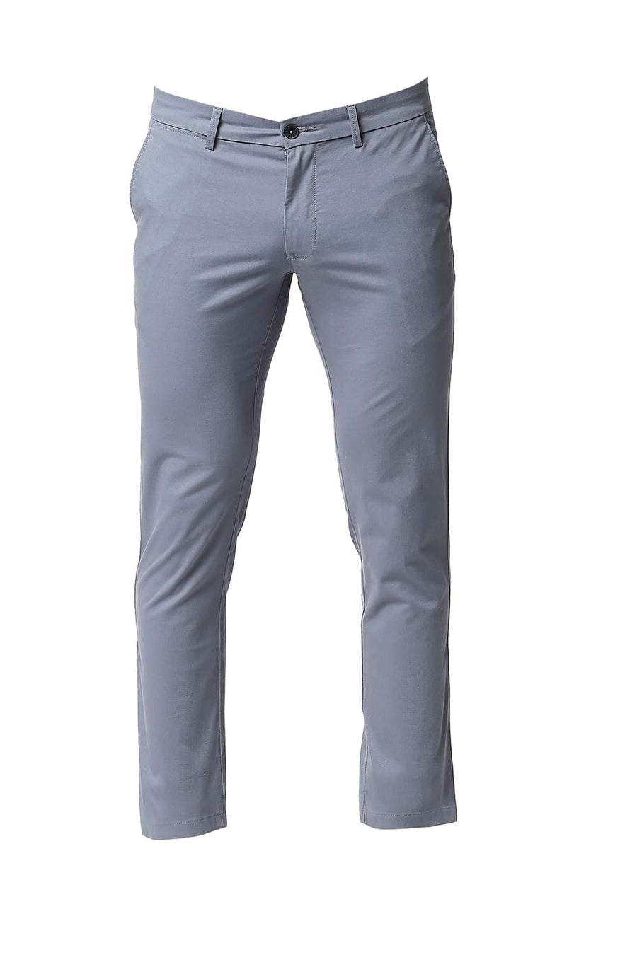 BASICS TAPERED FIT WINDWARD BLUE COTTON STRETCH TROUSERS