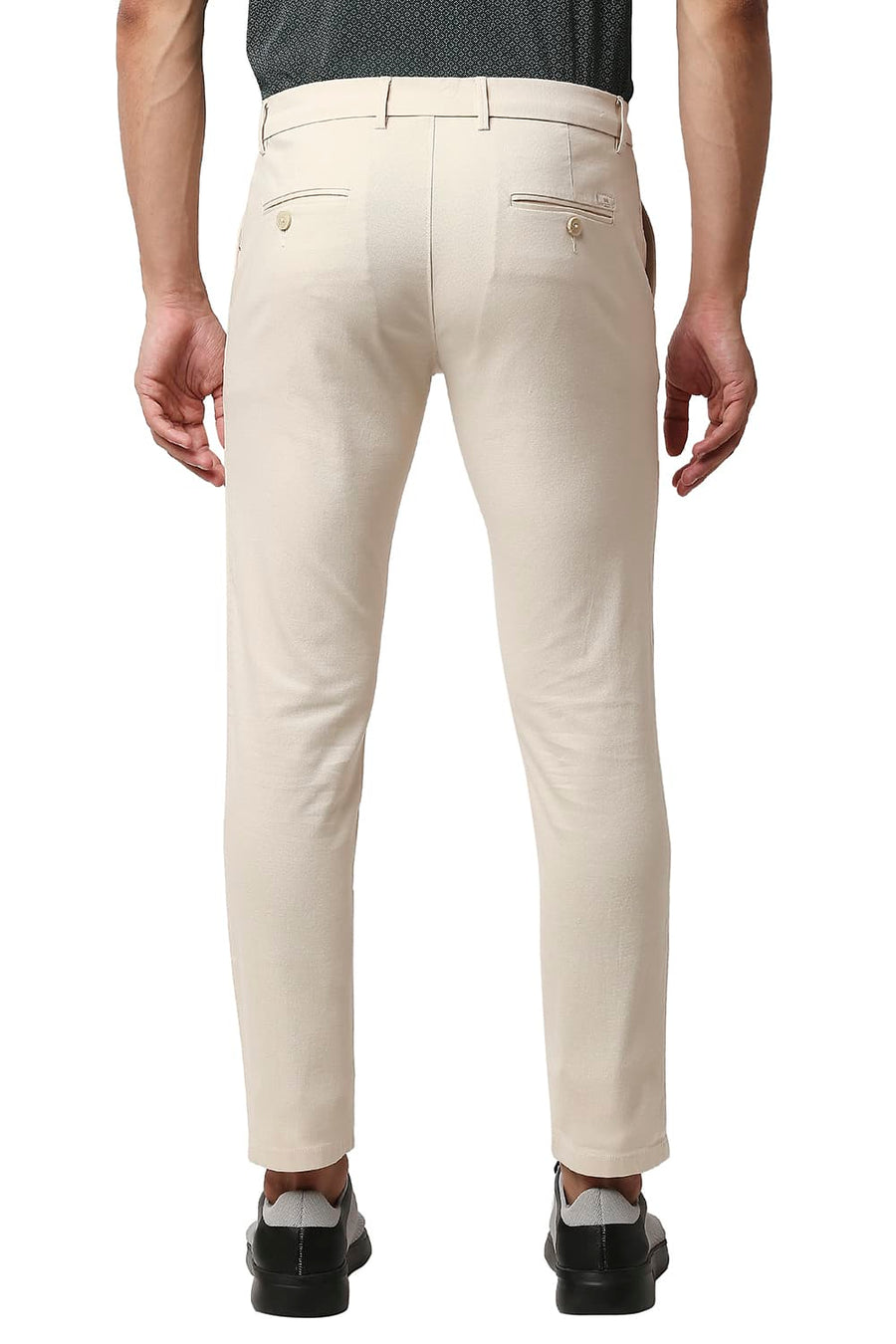 BASICS TAPERED FIT SANDSHELL BEIGE COTTON STRETCH TROUSERS