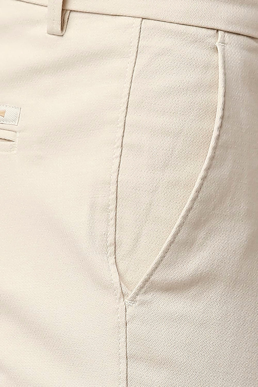 BASICS TAPERED FIT SANDSHELL BEIGE COTTON STRETCH TROUSERS
