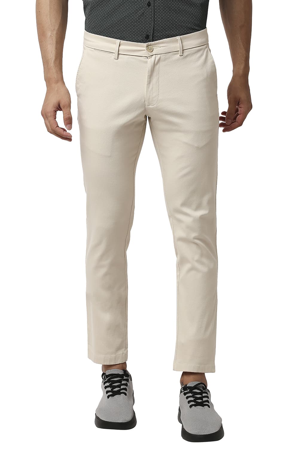 BASICS TAPERED FIT COTTON STRETCH TROUSERS