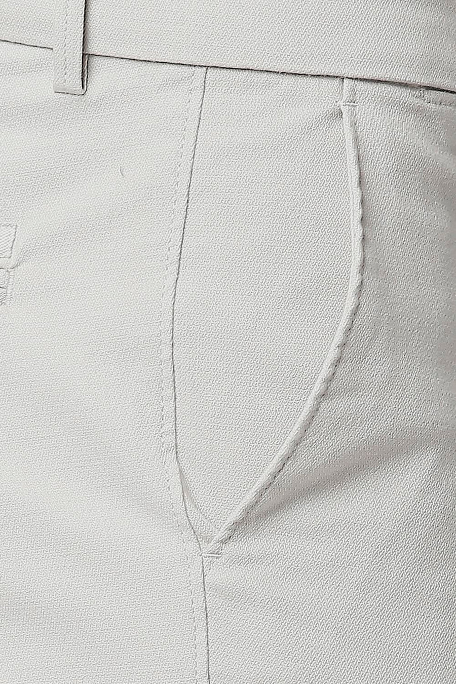 BASICS TAPERED FIT FOSSIL ECRU COTTON STRETCH TROUSERS