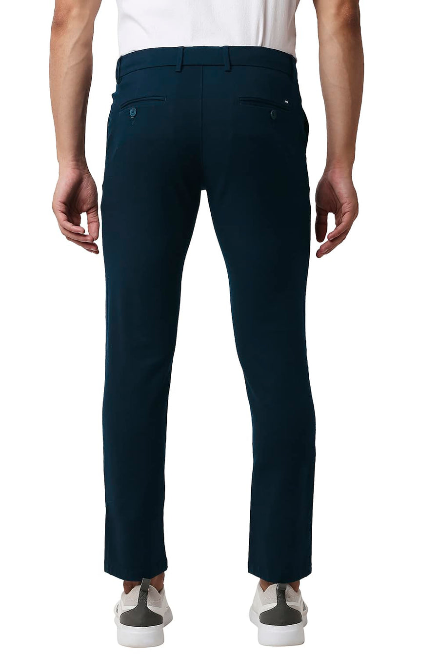 BASICS TAPERED FIT SALUTE NAVY COTTON STRETCH TROUSERS