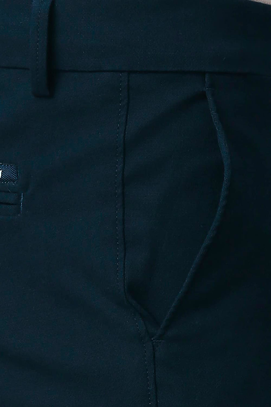 BASICS TAPERED FIT SALUTE NAVY COTTON STRETCH TROUSERS