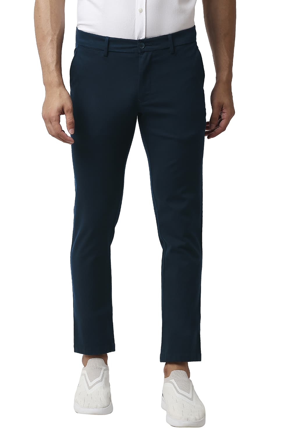 BASICS TAPERED FIT COTTON STRETCH TROUSERS