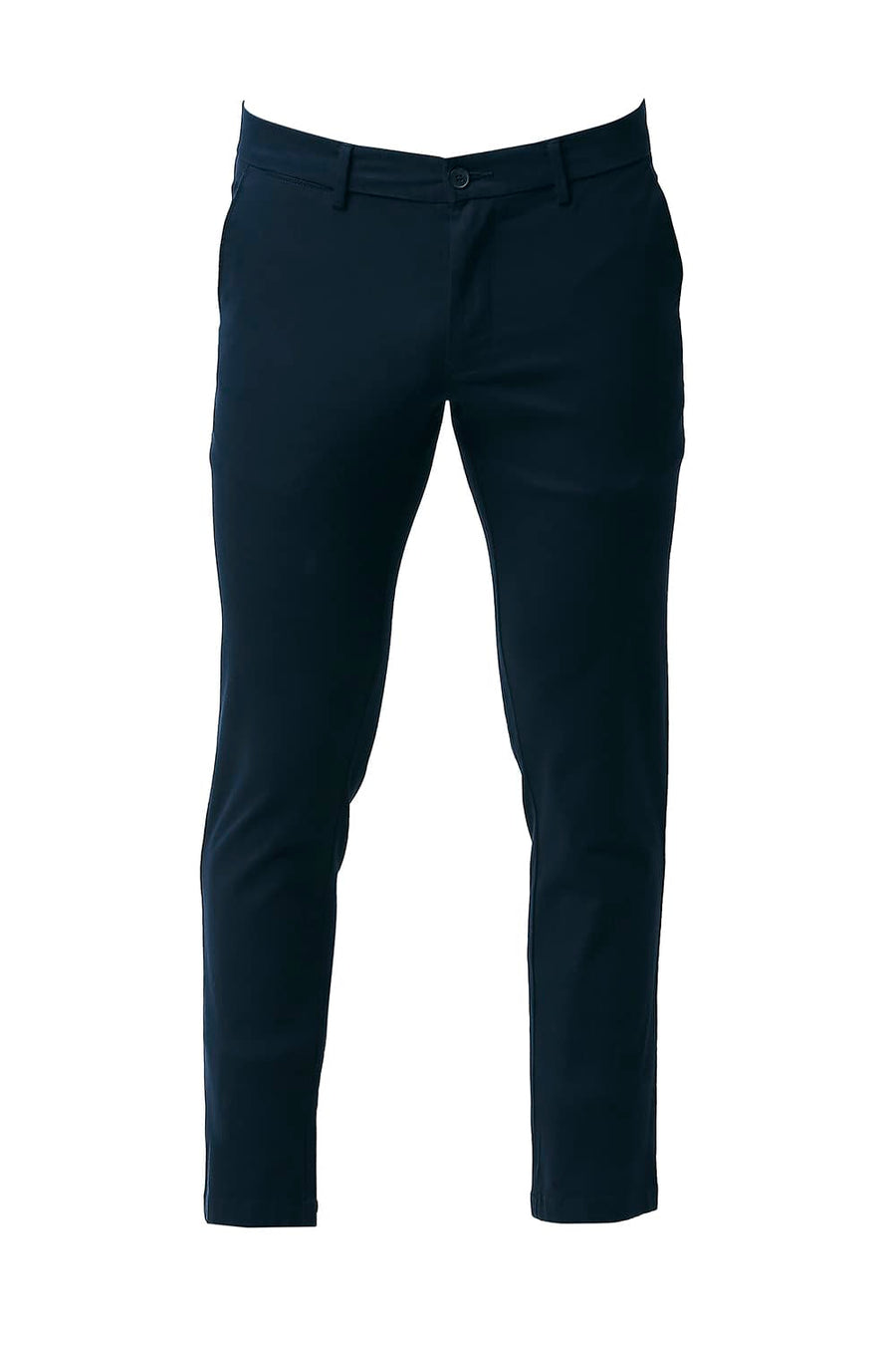 BASICS TAPERED FIT SALUTE NAVY COTTON STRETCH TROUSERS