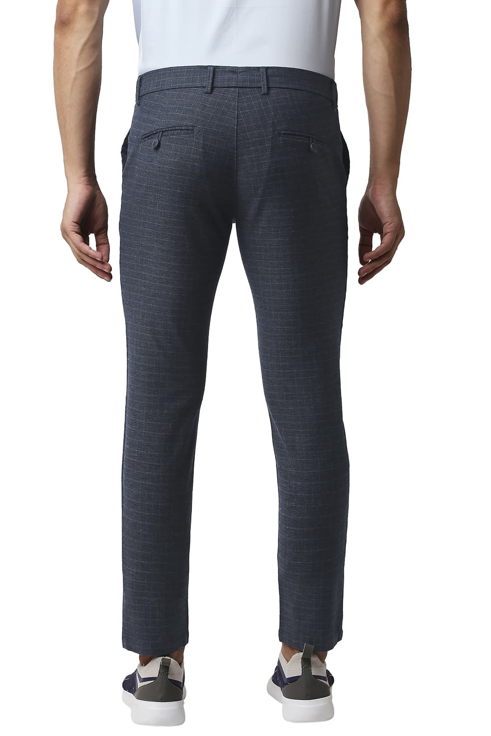 BASICS TAPERED FIT STRETCH CHECKS TROUSERS