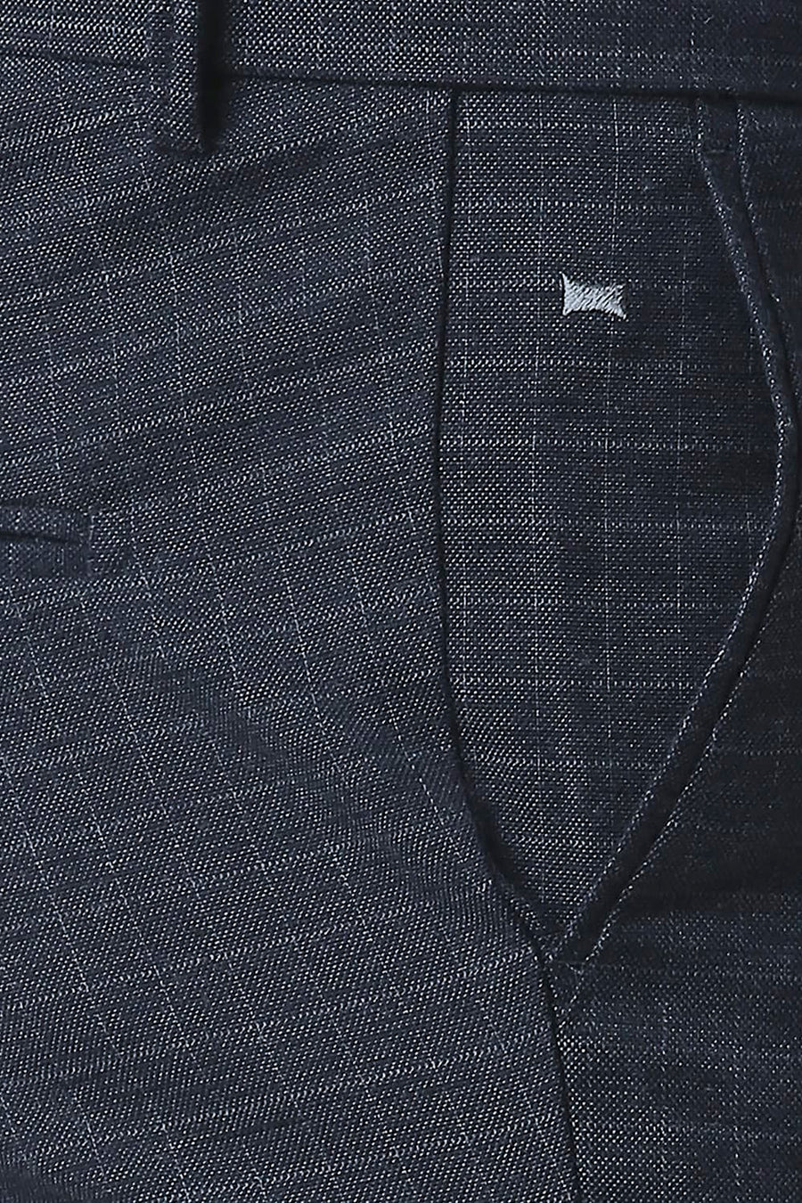 BASICS TAPERED FIT COLLEGIATE NAVY STRETCH CHECKS TROUSERS