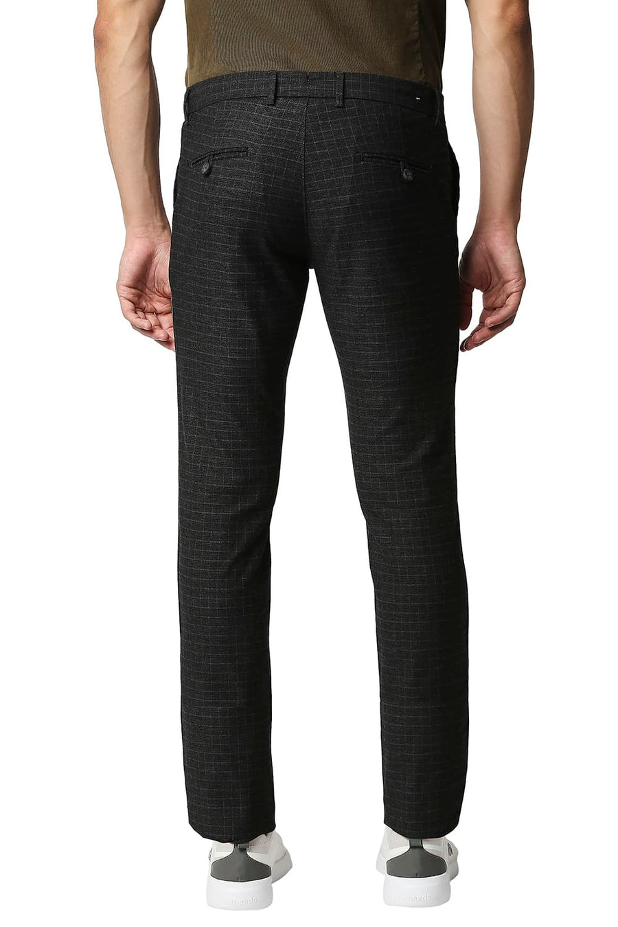 BASICS TAPERED FIT BRISTOL BLACK STRETCH CHECKS TROUSERS