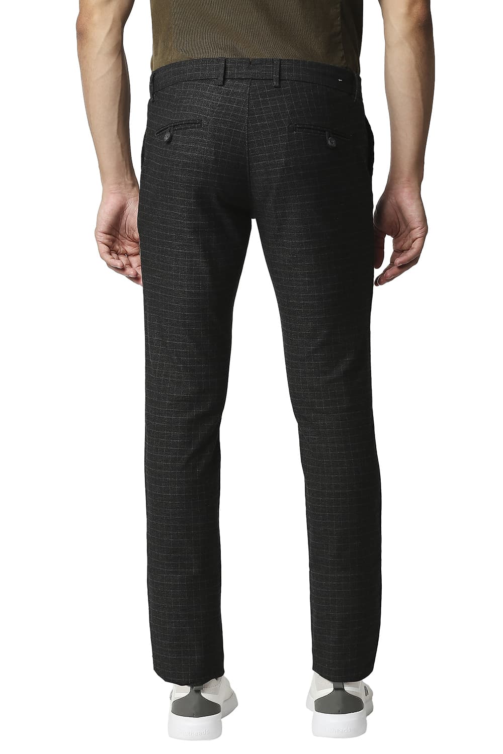 BASICS TAPERED FIT STRETCH CHECKS TROUSERS