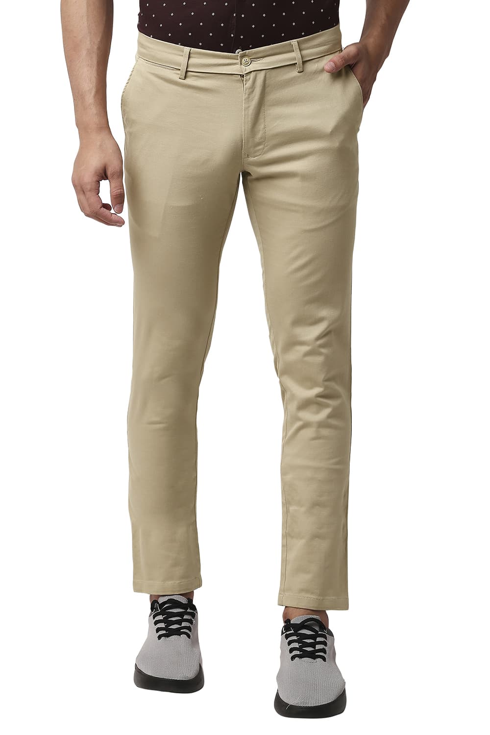 BASICS TAPERED FIT COTTON STRETCH TROUSERS